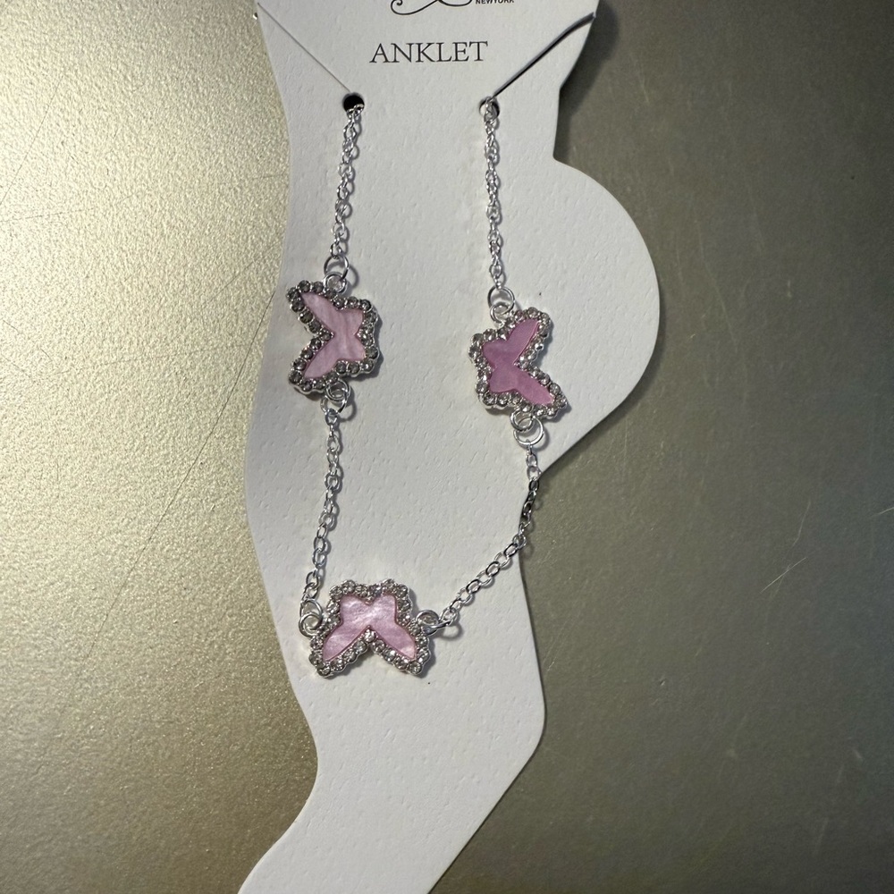 Isabella New York Elegant Pink Butterfly Anklet